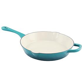 Crock Pot Zesty Flavors Enameled 12" Round Cast Iron Skillet in Tea...