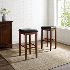 Crosley Furniture Upholstered Square Seat 2pc 29" Bar Stools -Mahogany