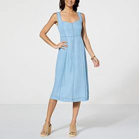 Curations x Debbie Denmon Fit-and-Flare Denim Dress