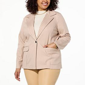 Curations x Nicole Hickl Pinstriped Knit Blazer