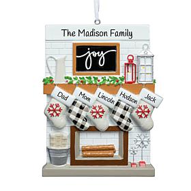 Custom Personalization Fireplace Mantel Family Personalized Ornament