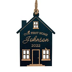 Custom Personalized Our First Home Personalized Black Wood Ornament