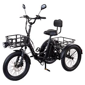 DeLorean 750W Folding Fat-Tire E-Trike with Pedal Assist and Throttle 