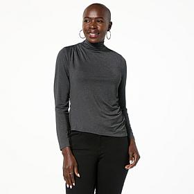 Democracy Asymmetrical Long Sleeve Mock-Neck Knit Top