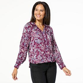 Democracy Button-Front Crochet Inset Shirt