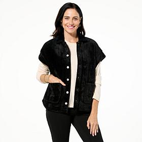 Democracy Drop Shoulder Plush Button Front Vest