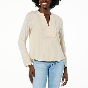 Democracy Mixed Media Long Sleeve Top