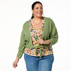 Democracy Tie-Front Crocheted Cardigan