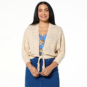 Democracy Tie-Front Crocheted Cardigan