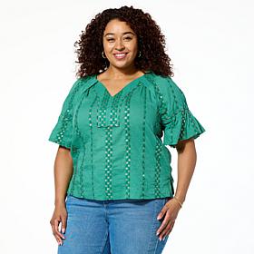 Democracy Woven Bubble-Sleeve Top