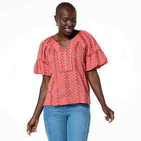 Democracy Woven Bubble-Sleeve Top