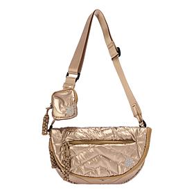Denise Austin Chevron Quilted Crescent Crossbody Bag