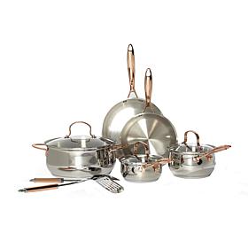 Denmark 10-piece Stainless Steel Cookware Set - Copper Accents
