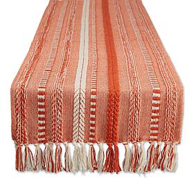 Design Imports 15" x 72" Braided Stripe Fringed Table Runner