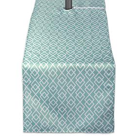 Design Imports Aqua Diamond Outdoor Table Runner w/Zipper - 14" x 108"