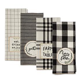 Design Imports Farm to Table Embellished Kitchen Towel Set of 4