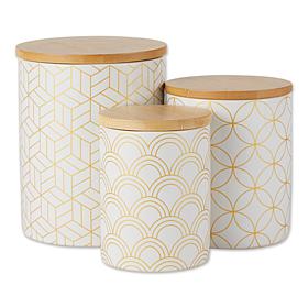 Design Imports Mixed Print Ceramic Canisters Set of 3