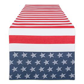 Design Imports Stars and Stripe 14" x 72" Jacquard Table Runner