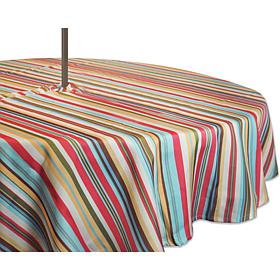 Design Imports Summer Stripe Outdoor Round Tablecloth w/Zipper - 60"