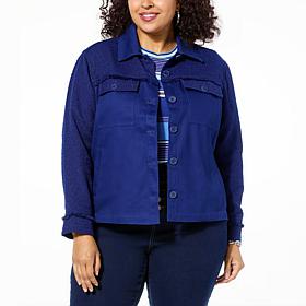 DG2 by Diane Gilman Boucle and Twill Combo Jacket