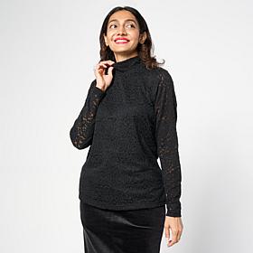 DG2 by Diane Gilman Brushed Lace Mockneck Top