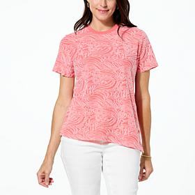 DG2 by Diane Gilman Burnout Tee with Snap Detail