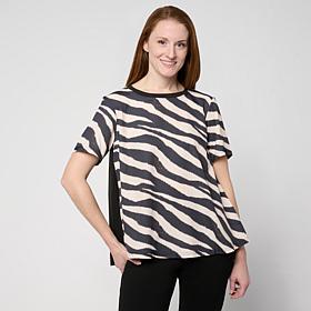 DG2 by Diane Gilman Crepe De Chine Flared Sleeve Printed Top