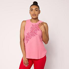 DG2 by Diane Gilman Crinkle Dobby Embroidered Tank