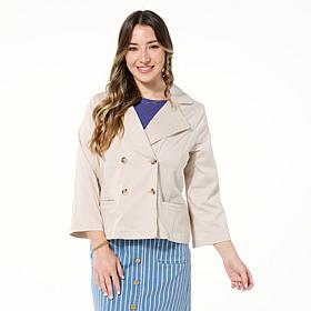 DG2 by Diane Gilman Dream Drape Denim Double-Breasted Jacket