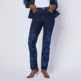 DG2 by Diane Gilman Embroidered New Classic Stretch Denim Jean