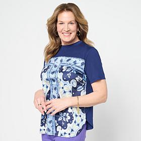 DG2 by Diane Gilman Everyday Jersey Knit Scarf Print Top