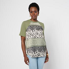 DG2 by Diane Gilman Everyday Jersey Print Combo Top