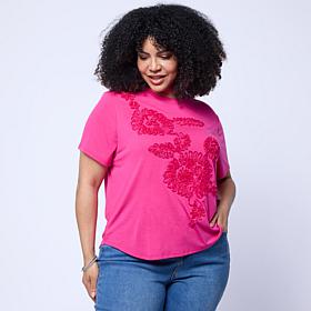 DG2 by Diane Gilman Everyday Jersey Soutashe Embellished Tee