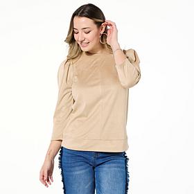 DG2 by Diane Gilman Faux Suede 3/4-Sleeve Top