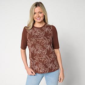 DG2 by Diane Gilman Floral Embroidered Puff-Sleeve Top