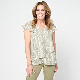 DG2 by Diane Gilman Flutter Sleeve Asymmetric Easy Top