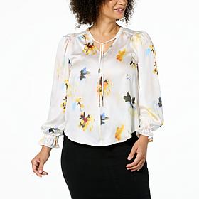 DG2 by Diane Gilman Just Like Silk V-Neck Peasant Blouse