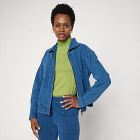 DG2 by Diane Gilman Knit Flex Zip-Front Seamed Jacket