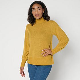 DG2 by Diane Gilman Lantern Sleeve Mock Neck Top