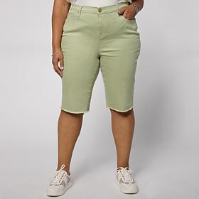 DG2 by Diane Gilman Legacy Stretch Denim Fray Hem Bermuda Short