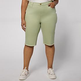 DG2 by Diane Gilman Legacy Stretch Denim Fray Hem Bermuda Short