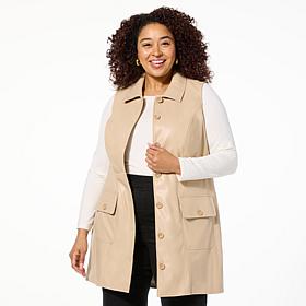 DG2 by Diane Gilman Long Faux Leather Vest