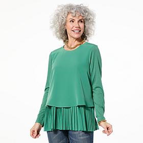 DG2 by Diane Gilman Long-Sleeve Pleated Peplum Easy Top