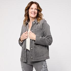 DG2 by Diane Gilman Lux Touch Denim Patch Pocket Utility Jacket