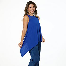 DG2 by Diane Gilman Mixed Media Asymmetric Scarf Tank Top