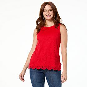 DG2 by Diane Gilman Mixed Media Lace Tank