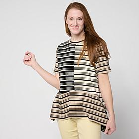 DG2 by Diane Gilman Multi-Stripe Rib Knit Tunic