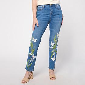 DG2 by Diane Gilman New Classic Stretch Denim 3D Embellished Jean