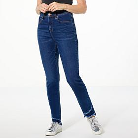 DG2 by Diane Gilman New Classic Stretch Denim Frayed Hem Skinny Jean