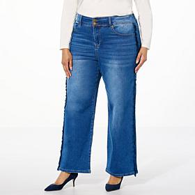 DG2 by Diane Gilman New Classic Stretch Denim Frayed Wide-Leg Jean